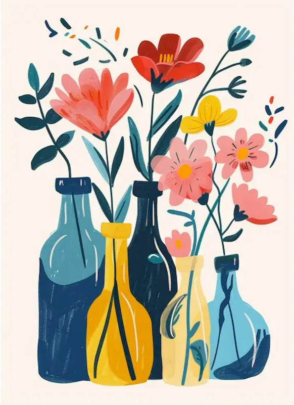 🎨 Kit de peinture par numéros — "Vase de saison"