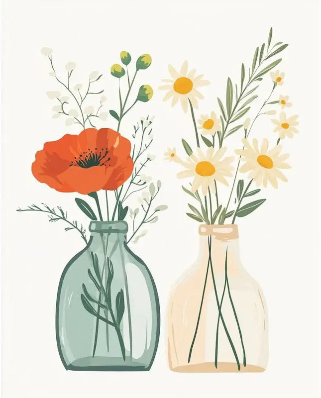🎨 Kit de peinture par numéros — "Duo floral"