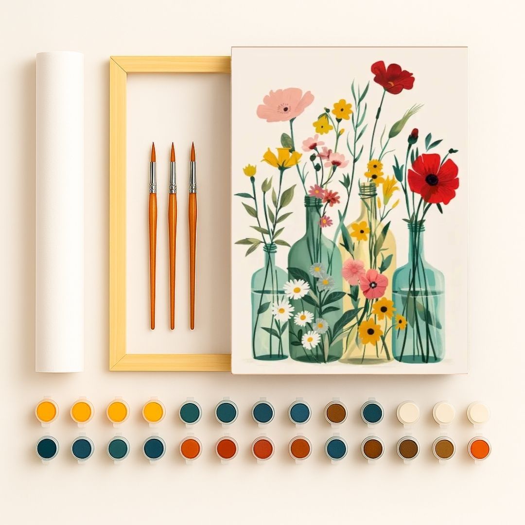 🎨 Kit de peinture par numéros — "Fleurs en flacons"