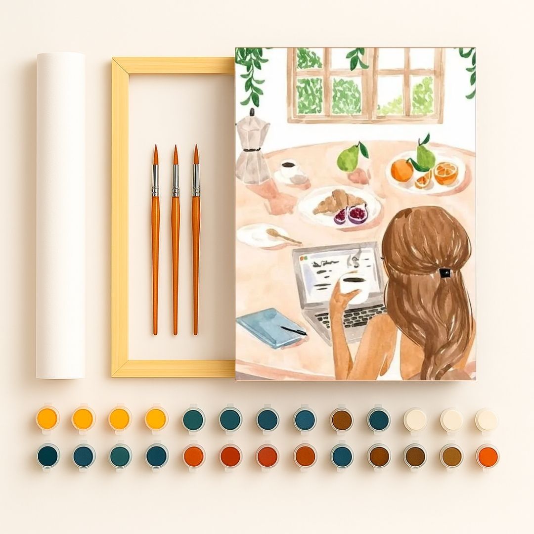 🎨 Kit de peinture par numéros — "Matin connecté"