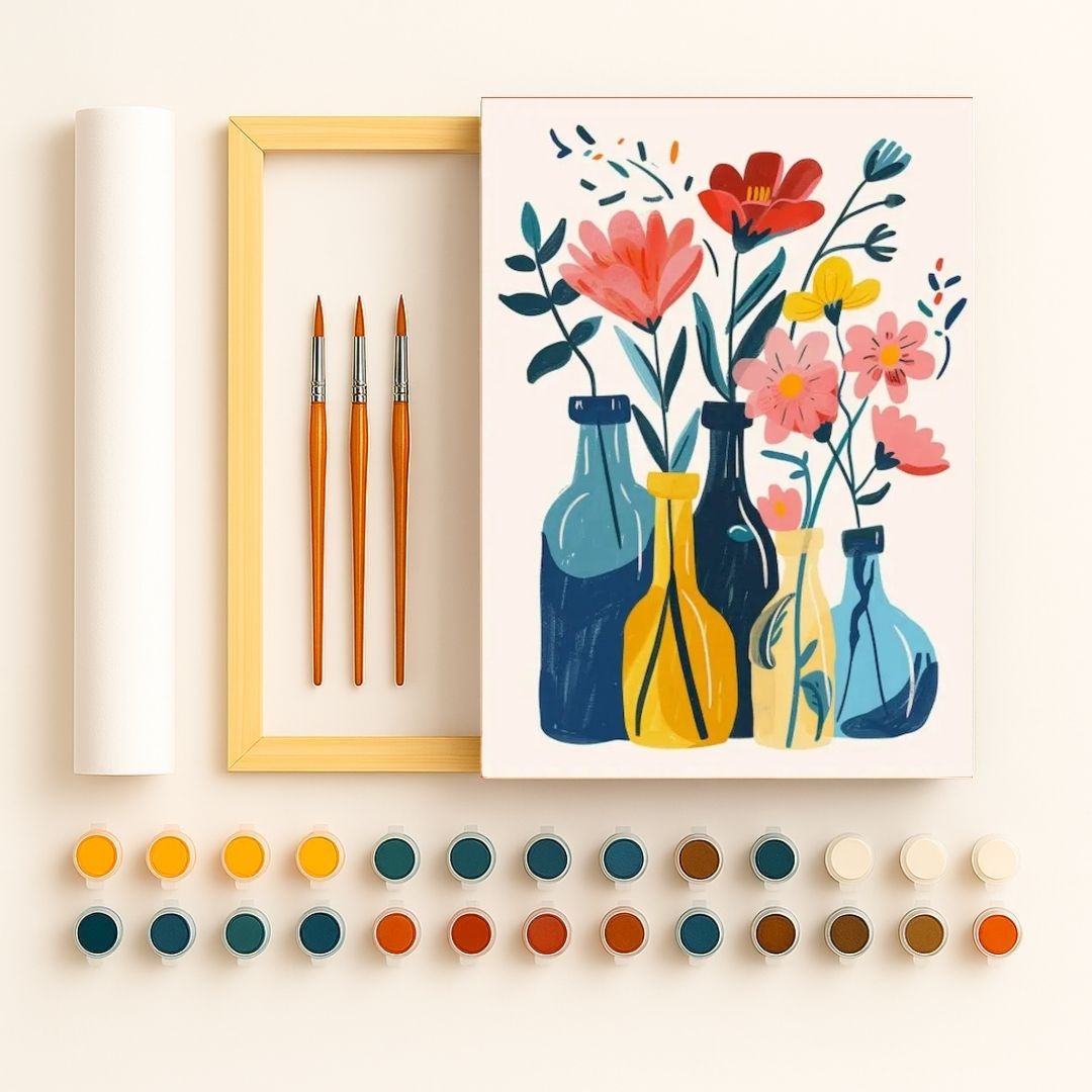 🎨 Kit de peinture par numéros — "Vase de saison"