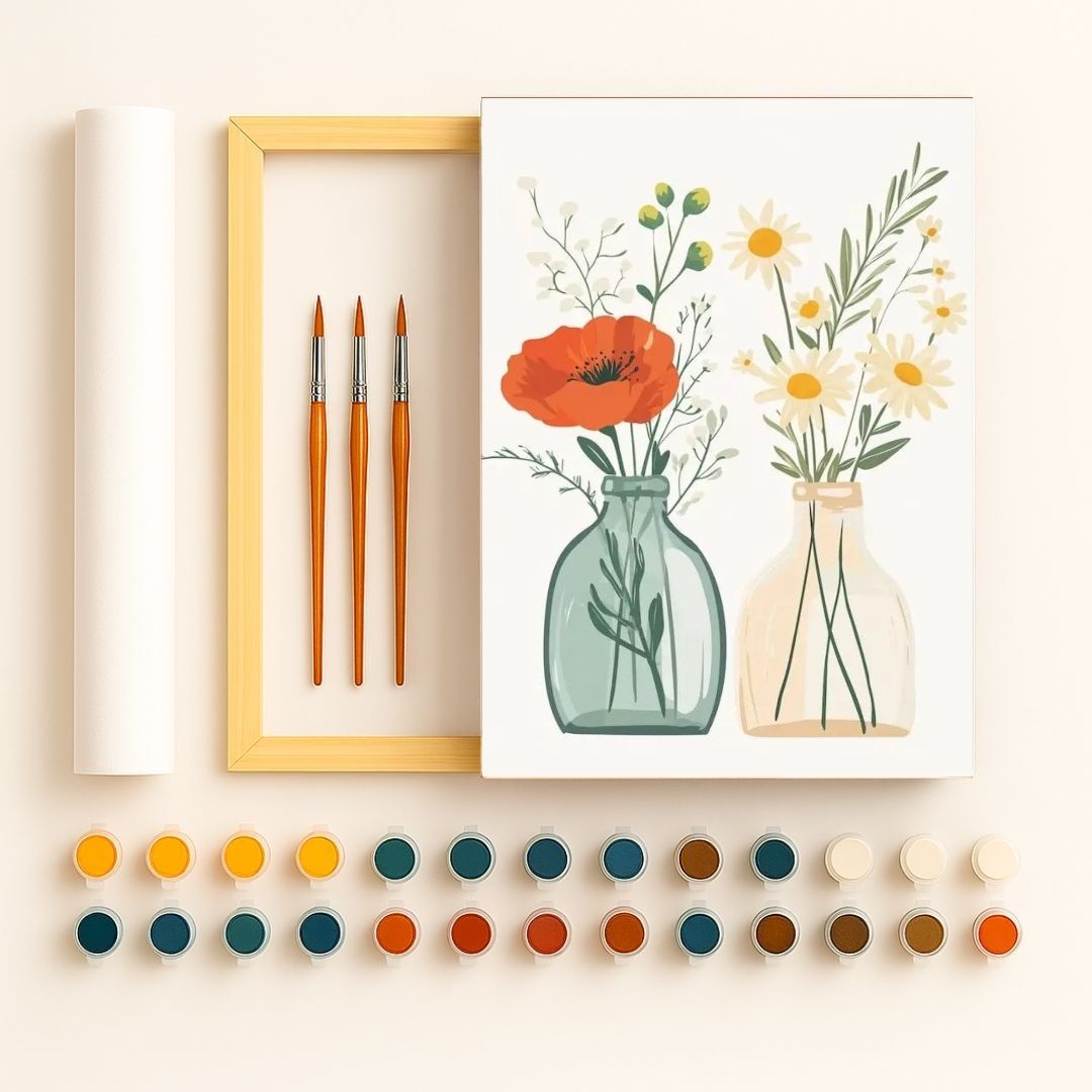 🎨 Kit de peinture par numéros — "Duo floral"