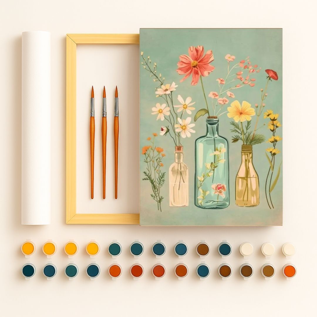 🎨 Kit de peinture par numéros — "Composition florale"